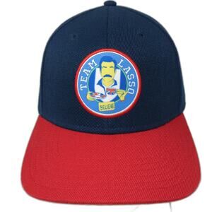 Ted Lasso Snapback Hat Blue Red One Size Believe Patch Yellow Underbrim Show